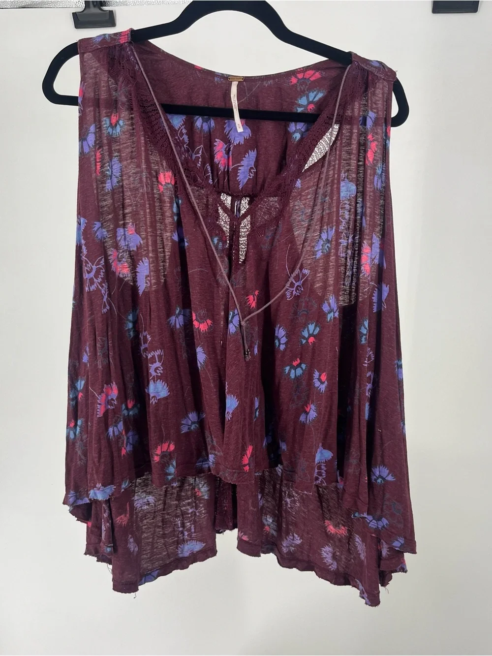 Free People Plum Floral Sheer Sleeveless Tunic